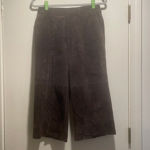 Yvonne & Marie Soft Chocolate Suede Gaucho Split Seamed Pleat Front So Cool - Picture 1 of 9